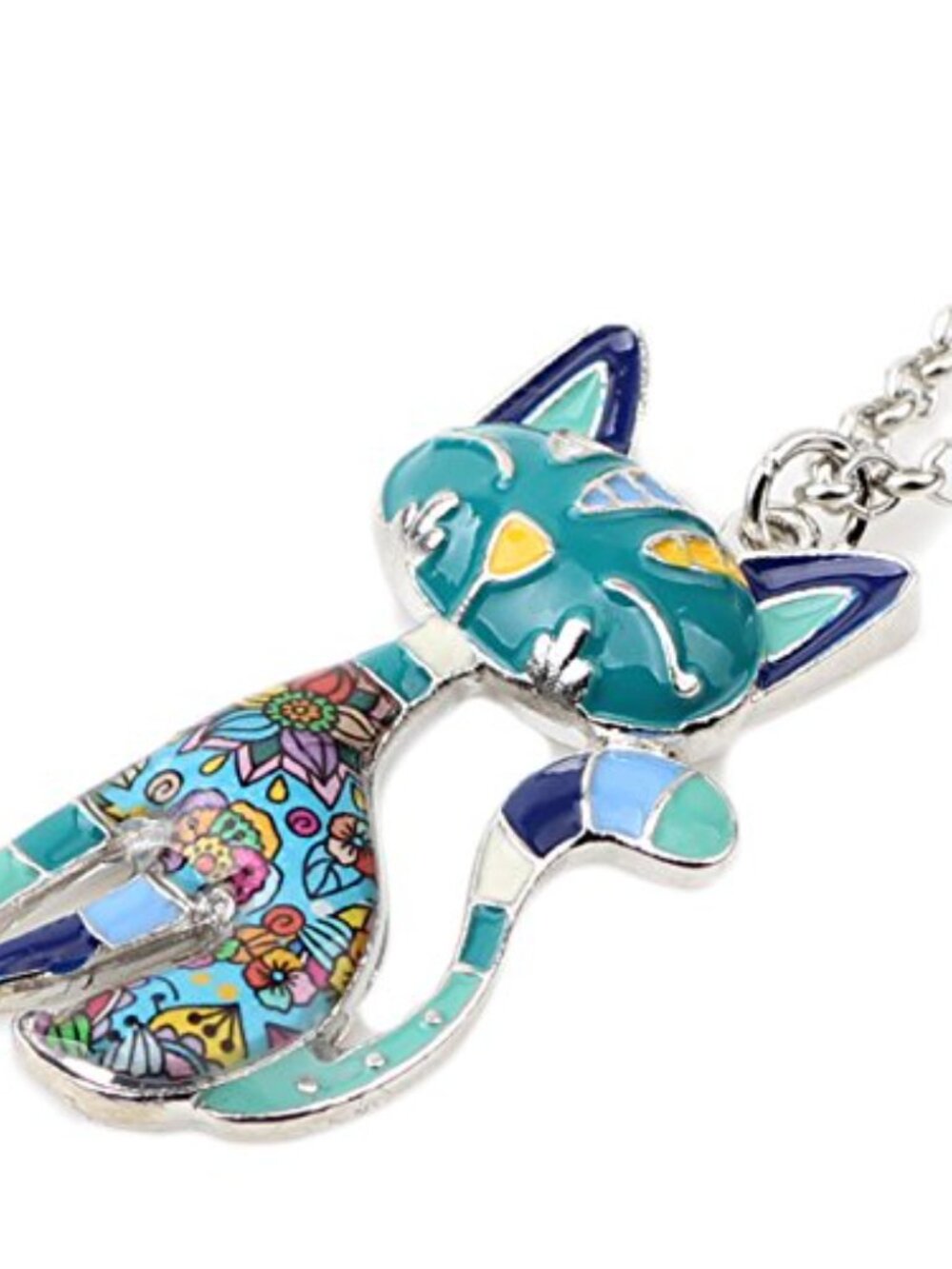 New - Statement Enamel Alloy Chain Cat Necklaces Pendant Original Design - Picture 2 of 3